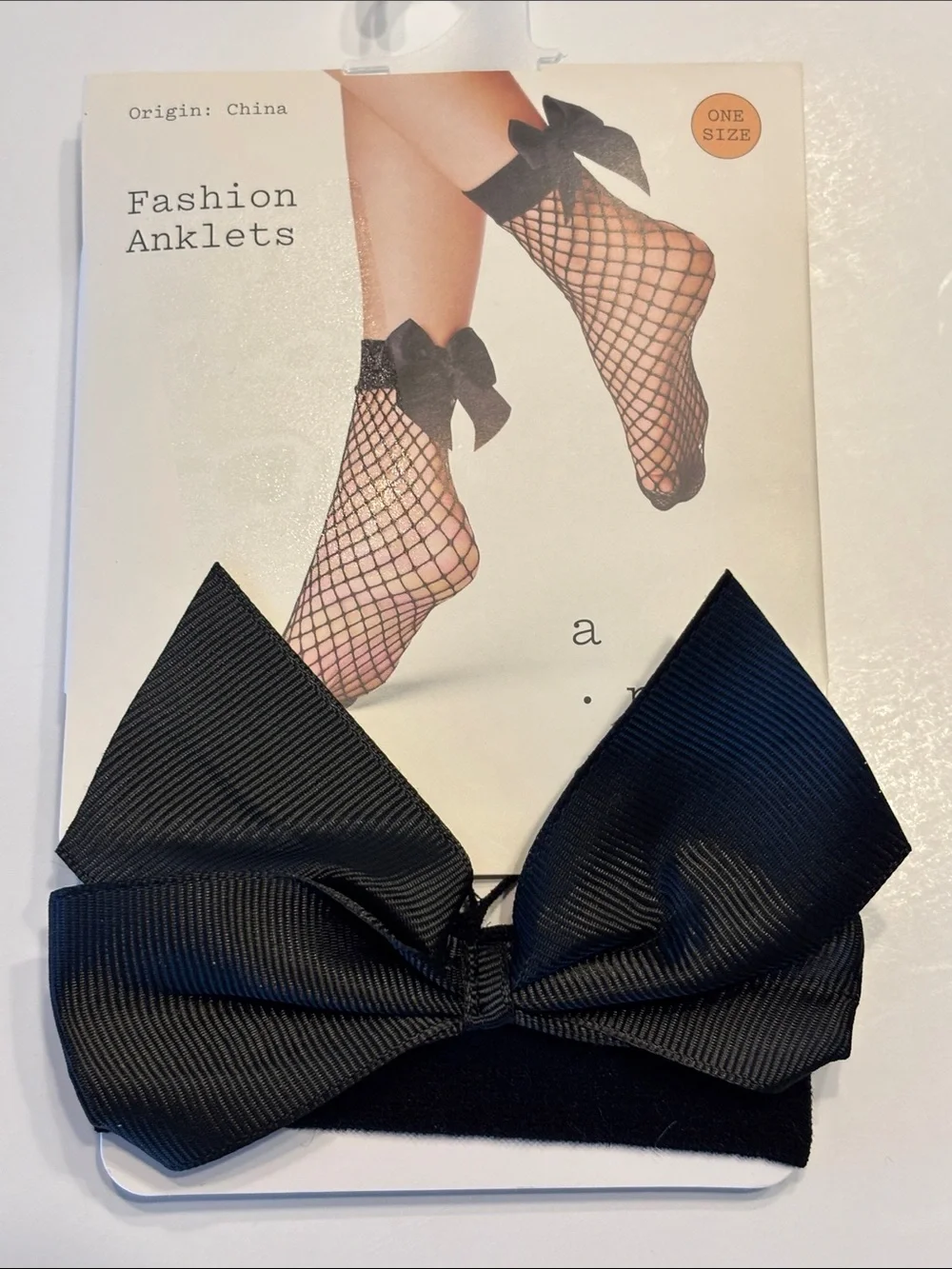 A New Day Fashion Anklets Fishnet Ankle Socks with Ribbon Bow